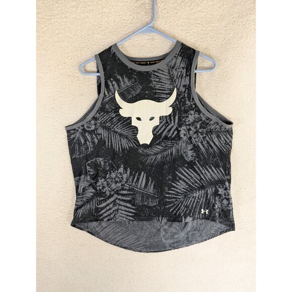 Under Armour Project Rock Tank Top Womens Large Black Aloha Camo Training Loose - Picture 1 of 15